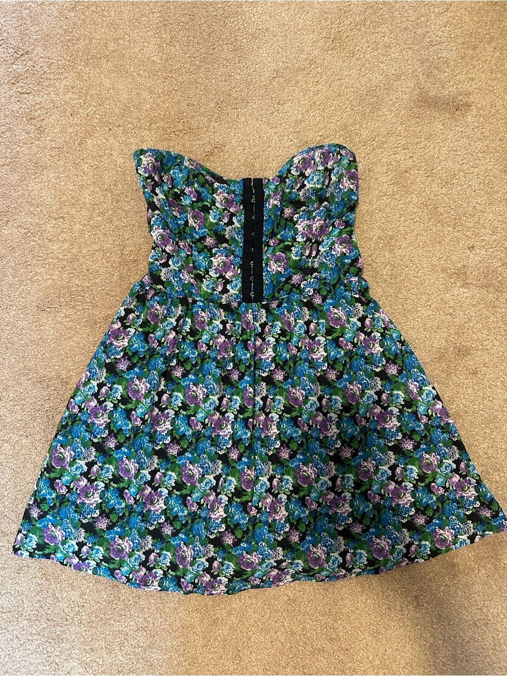Women’s Floral Strapless Blue & Purple Romper/Dress